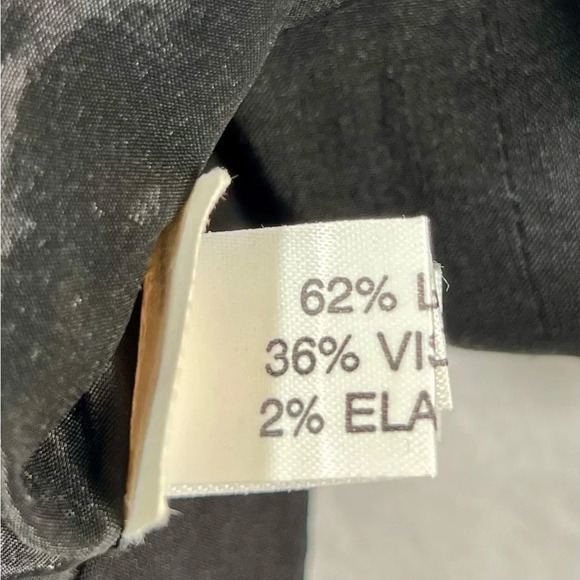 PADDY CAMPBELL Linen Blend Black Vintage V Neck Slit in Back Dress Size 12 - Picture 7 of 11